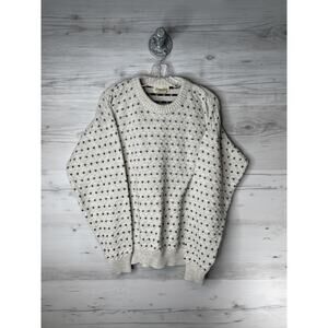St Johns Bay Sweater Mens Large White‎ Knit Geometric Pullover Crewneck